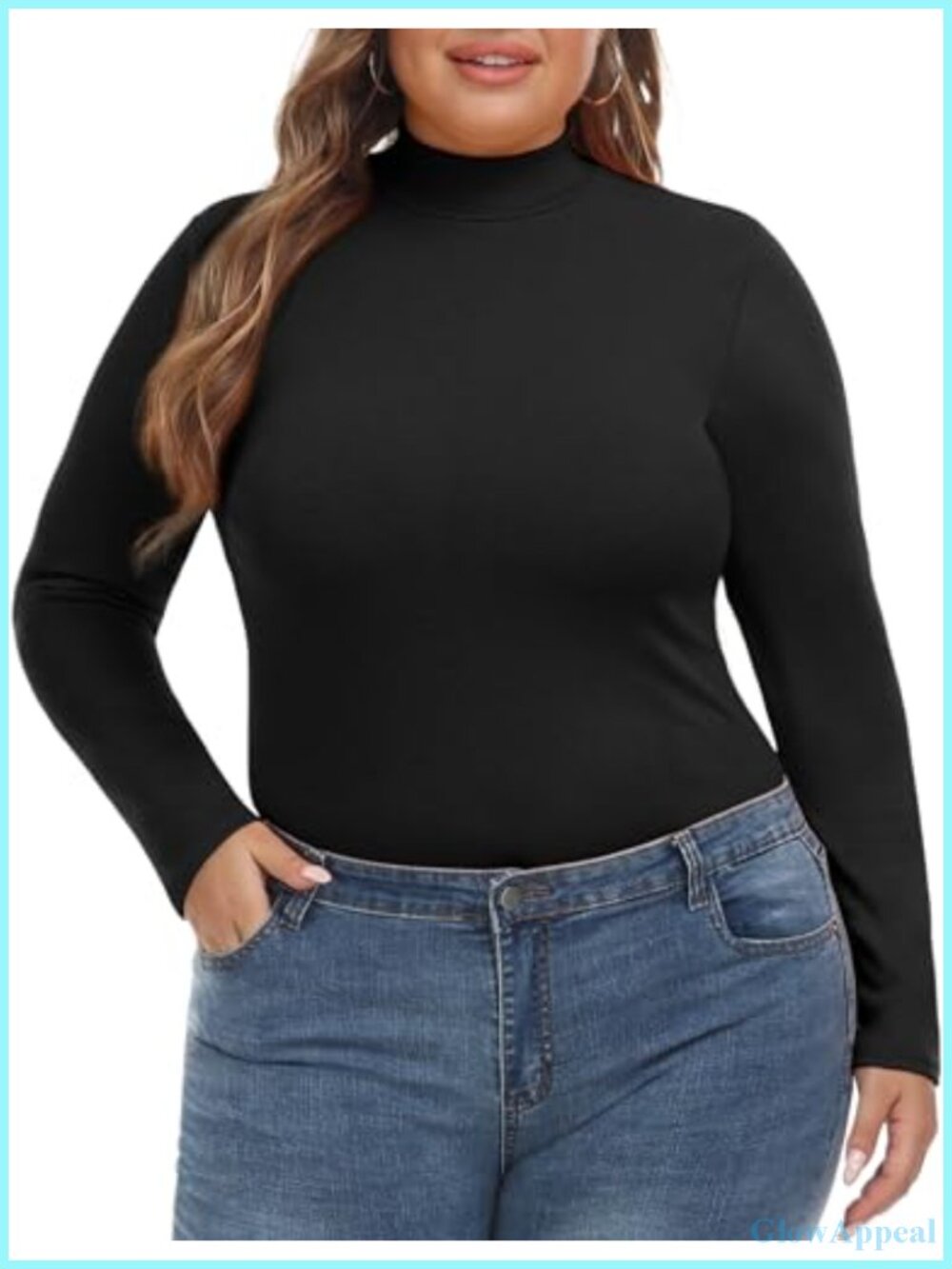 Womens Plus Size Mock Turtleneck Long Sleeve Tunic Top Stretch Rayon
